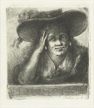 Woman with big round hat, Jan Chalon, 1790