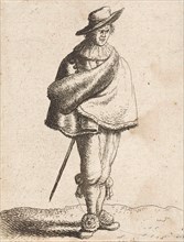 Young man with hat and cloak, print maker: Jan Gillisz. van Vliet, 1635