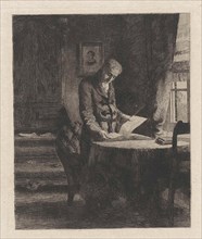 Man skimming through a book, Willem Steelink (II), 1866 - 1928