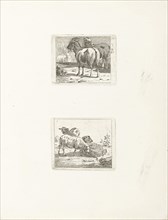Two scenes with sheep and goats, Jan Matthias Cok, 1735 - 1771
