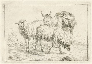 Donkey and two sheep, Frédéric Théodore Faber, 1805