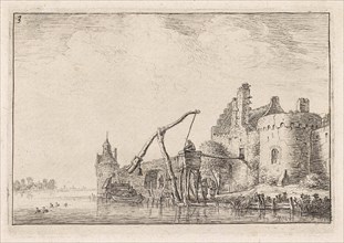 Walls seen from the water, print maker: Anthonie Waterloo, Cornelis Danckerts II, 1630 - 1663 and