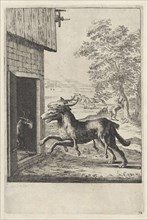 Fable of the goat and the wolf, Dirk Stoop, John Ogilby, 1665