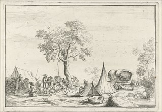 encampment with a pointed tent, Hendrik Hoogers, 1788