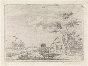 Landscape with farm and cart, Johannes Christiaan Janson, 1778-1823