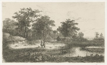 Two hunters, print maker: Hermanus Jan Hendrik van Rijkelijkhuysen, 1857