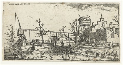 Landscape with a brewery, Esaias van de Velde, 1615 - 1616