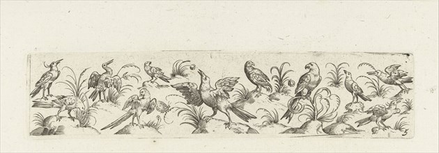 Frieze eleven birds and insect, Pieter Serwouters, Hans Collaert (I), Marcus Geeraerts, c. 1607