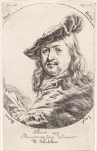 Portrait of Gerard Dou, print maker: Godfried Schalcken, 1660 - 1680
