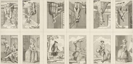 Male and female costumes, late 18th century, Noach van der Meer (II), 1770 - 1790