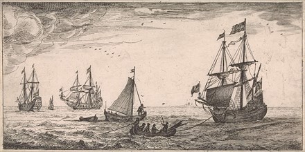 Ships at sea, Jacob Quack, Jan Houwens I, 1665