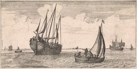 Mooring of the mail boat, print maker: Joost van Geel attributed to, Jacob Quack, 1665
