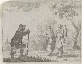 Farmers in conversation, Marten J. Waefelaers, 1779 - 1793