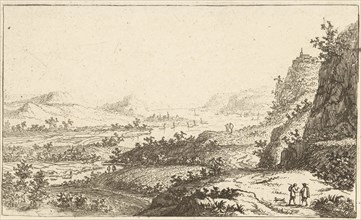 River Landscape with walkers, Jan van Almeloveen, 1662 - 1683