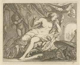 Dido Aeneas mourns, Arnold Houbraken, Anonymous, 1700 - 1750
