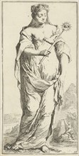 Personification of modesty, print maker: Arnold Houbraken, Leonard Schenk, 1710 - 1719