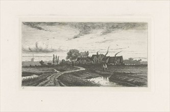 Landscape with farms, Jan van Lokhorst, 1858