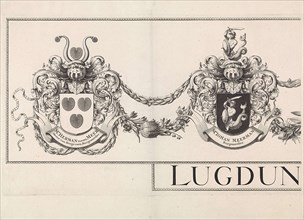 Coat of arms Leiden with the weapons of the mayors, upper part of the Grote Hagen, left leaf