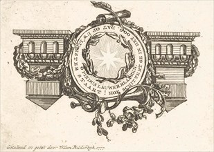 Vignette with architrave and medallion with star and garland of oak, Willem Bilderdijk, 1777
