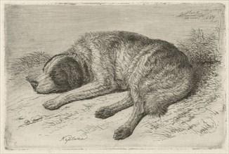 Sleeping dog left, Johannes Mock, 1827