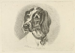 Dogs head with a necklace with ring, Johannes Mock, 1825