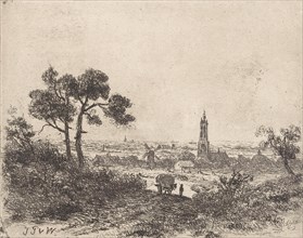 View of Rhenen (?), Johannes Pieter van Wisselingh, 1830 - 1878