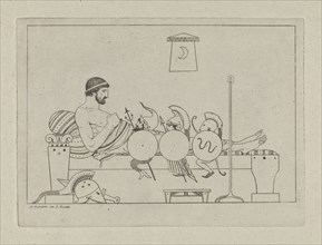 Man Greek couch, David PiÃ¨rre Giottino Humbert de Superville, 1789 - 1801