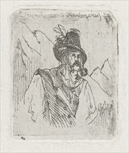 Tyrolean man in a mountain landscape, Joseph Hartogensis, c. 1837 - 1865