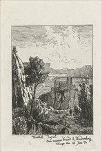Castle on a rock, Joseph Hartogensis, Lambertus Hardenberg 1822-1900, 1854