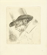 Portrait of Abraham Uytenbogaart with top hat, Jean Augustin Daiwaille, 1796 - 1850