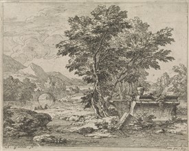 Landscape with classical ruins, Abraham Genoels, 1650 - 1690