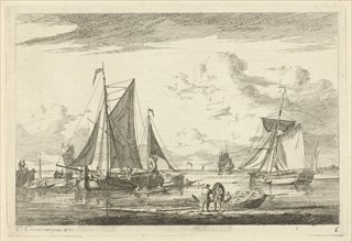 Beach and sea with several boats, Gerrit Groenewegen, 1793
