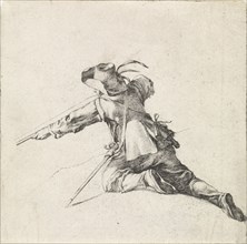 Soldier with rifle left, Dirk Maas, Philips Wouwerman, 1708-1717