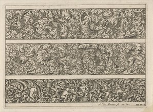 Three friezes with leaf tendrils, Anonymous, Anthonie de Winter, 1696