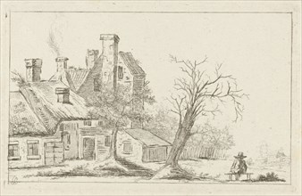 Landscape with houses, Charles Joseph Emmanuel de Ligne, 1774 - 1792