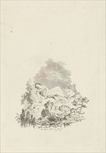 against rock sleeping woman, Hermanus Fock, 1815