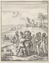 Meeting of sailors with the inhabitants of New Holland, Australia, Caspar Luyken, Abraham de Hondt,