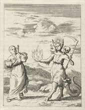 Personified soul meets Sin, Jan Luyken, Pieter Arentsz (II), 1678 - 1687