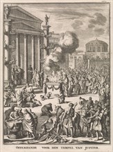 Sacrificial Ceremony before the Temple of Jupiter in Rome, Italy, Jan Luyken, FranÃ§ois Halma,