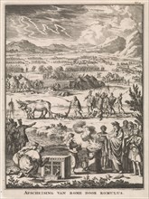 Romulus founding Rome, Jan Luyken, FranÃ§ois Halma, Willem van de Water, 1697