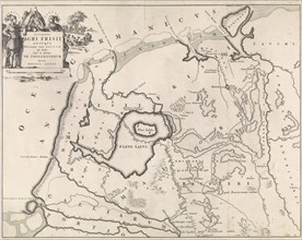 Historical map of Netherlands with the areas of the Batavians and Frisians V, Jan Luyken, Henricus