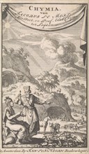 Two scientists in discussion in a landscape, Jan Luyken, Timotheus ten Hoorn, 1696