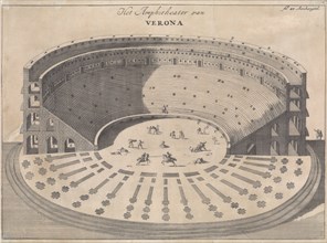 Amphitheater in Verona, Italy, Caspar Luyken, Jan Claesz ten Hoorn, 1696