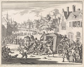 Riot during a procession in a suburb of Paris, 1671 France, print maker: Jan Luyken, Jan Claesz ten