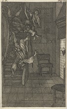 Mirandor's mistress, the Marquise, discovers her lover, Caspar Luyken, Pieter van Rijschooten, 1695