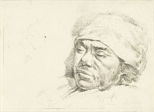 Portrait of the painter Francis Andreas Milatz on his deathbed, print maker: Hermanus van Brussel,