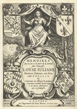 Louise Juliana of Orange-Nassau enthroned under canopy, print maker: Cornelis van Dalen I, Horn,