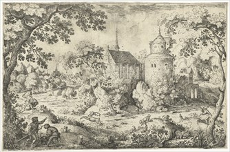 Deer Hunting near a chapel, Jacob Savery (I), 1602