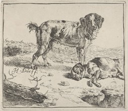 Standing and sleeping dog, Johan le Ducq, 1767-1821