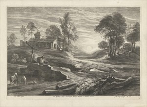 Landscape with well and sun, Schelte Adamsz. Bolswert, 1638